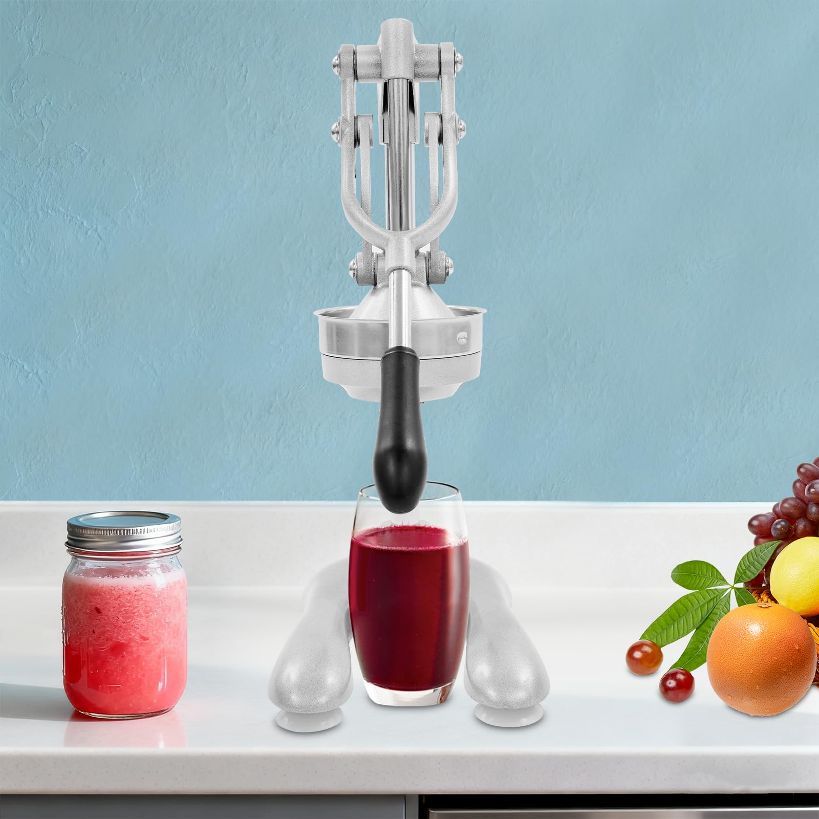 Ręczna wyciskarka do soków ze stali nierdzewnej – 2 w 1 wyciskarka do owoców z filtrem do pomarańczy, cytryn i owoców, 500 ml, stołowa wyciskarka do cytrusów do kuchni, kawiarni, sklepu z napojami
