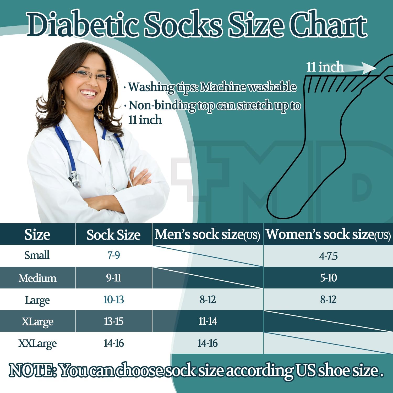+MD 4 Pack Bamboo Diabetic Socks for Men and Women Extra Wide Non-Binding Diabetic and Circulatory Over the Knee High Calf Socks with Cushioned Sole 4Black10-13