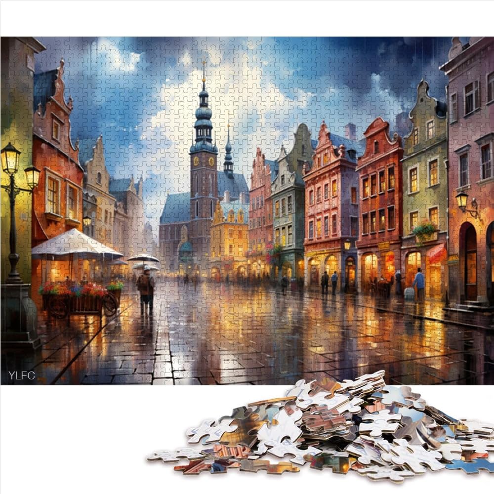 Puzzle per adulti psichedelia nella città vecchia di Cracovia Puzzle per adulti e bambini 2000 pezzi 70 x 100 cm puzzle di carte grigie per divertimento in famiglia e notte di gioco