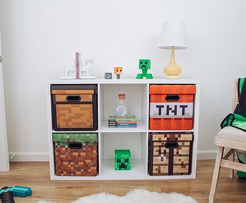 Miniatura 6 de Minecraft Cubo de almacenamiento de tela marrón con tapa  13 pulgadas