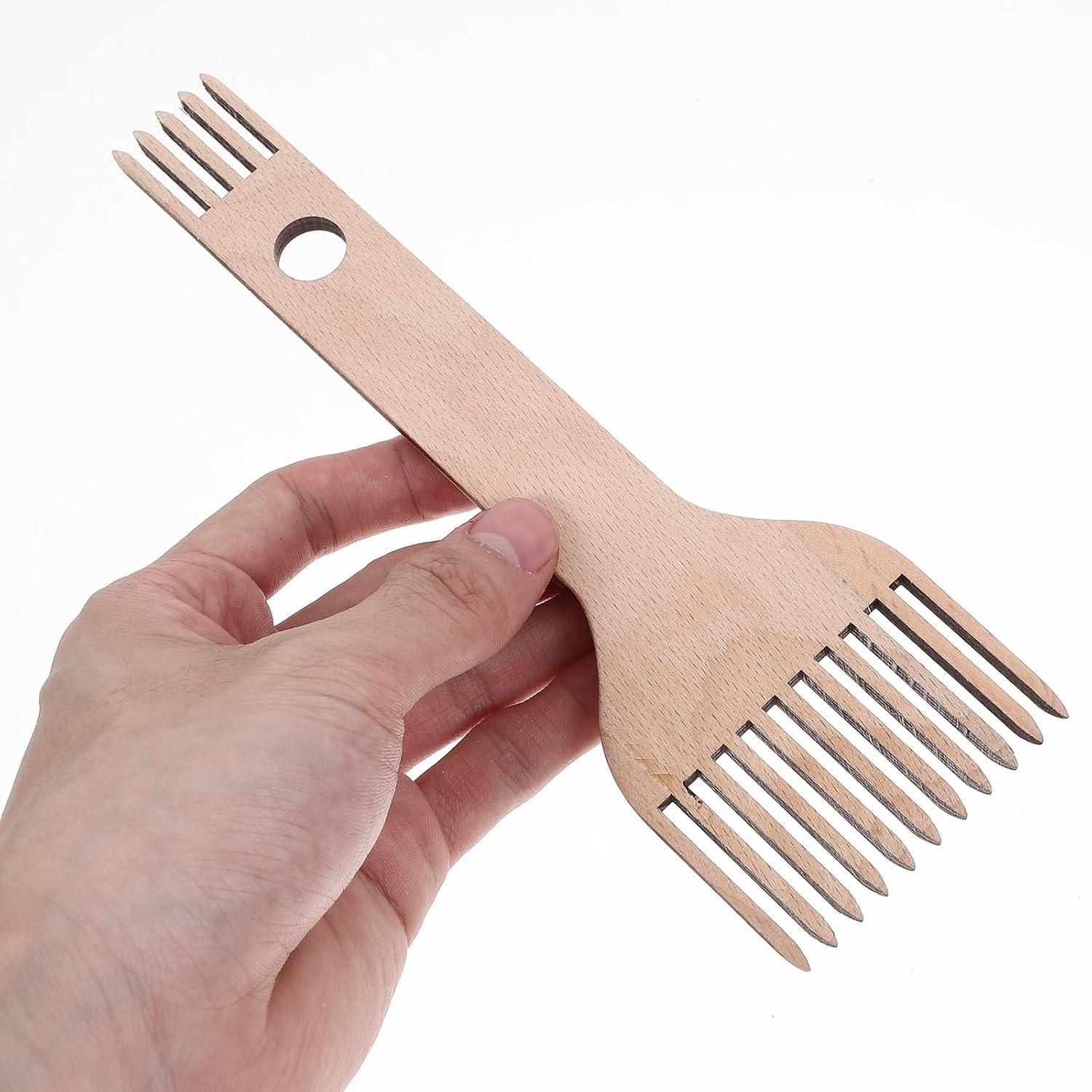 Mobestech 2pcs Double-Ended Wooden Weaving Loom Comb for Tapestry and Yarn Knitting, Portable Weaving Tool Accessories for DIY Handcrafts, Rug, Scarf, Sweater Crafting
