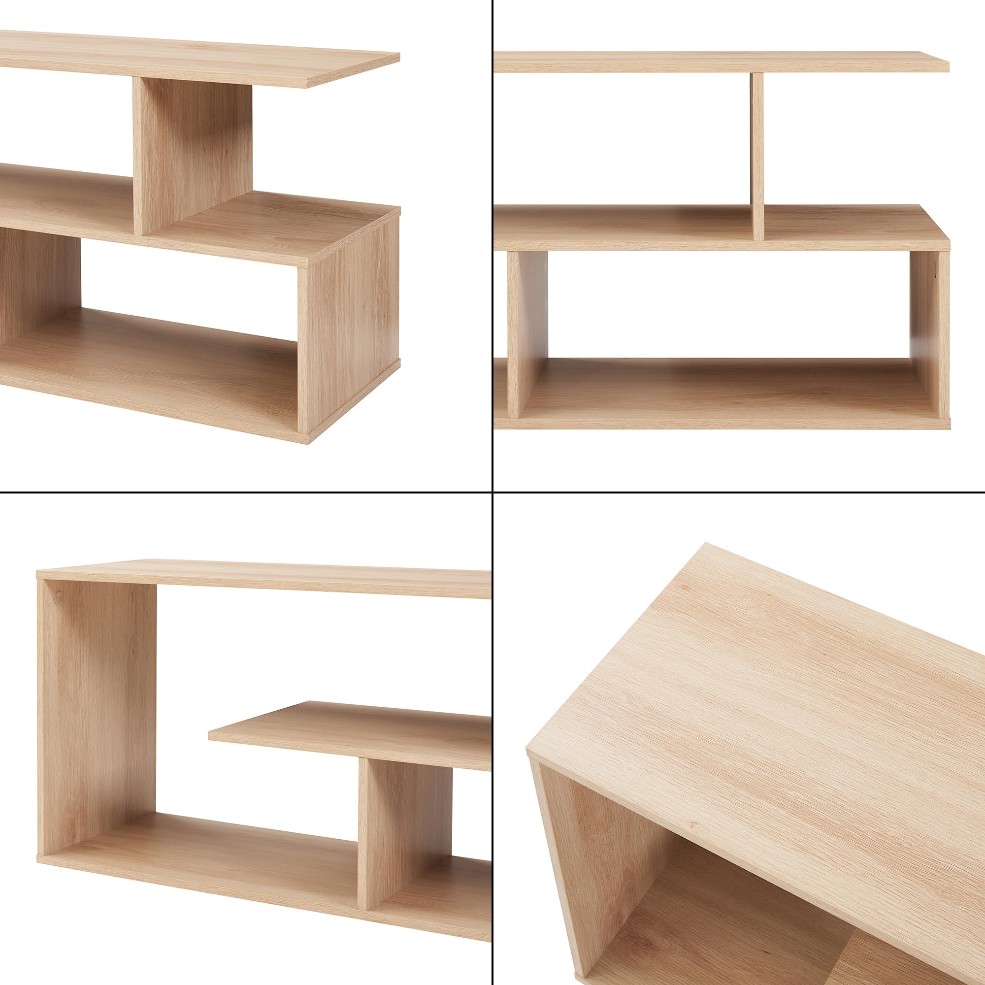 [en.casa] Mobile Porta TV con Scomparti Vani Aperti Tavolo Basso Espositore con Ripiani Stand Centro Multimediale per Soggiorno Salotto Ufficio 100 x 30 x 42 cm - Effetto Rovere