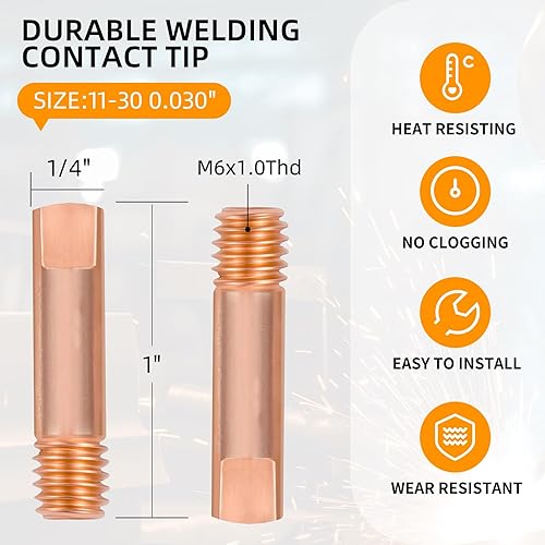Miniatura 2 de Puntas de soldadura Mig 11-30 (0.030 pulgadas) Punta de contacto de soldadura .030 pulgadas de repuesto para consumibles de pistola de soldadura MIG