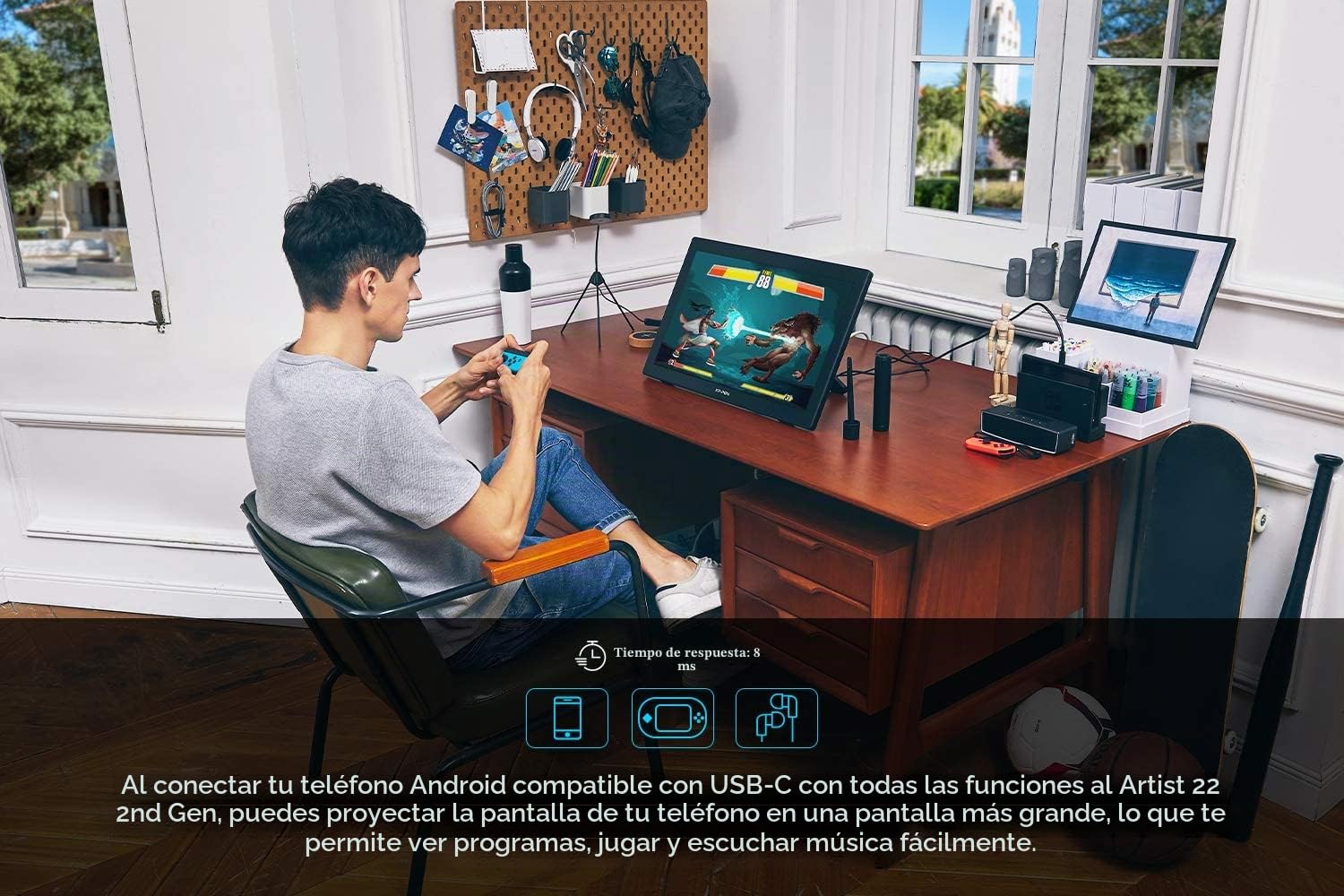 XPPen Artist 22 2nd Tableta gráfica con Pantalla 21,5" 8192 Niveles | Tableta gráfica Dibujo Digital sRGB ≥122%, Tableta de Conexión Tipo C Compatible con Móviles Android