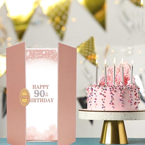 Miniatura 7 de Trgowaul Decoraciones de cumpleaños 90 para mujer, alternativa al libro de invitados de cumpleaños 90, decoraciones de cumpleaños 90, tarjeta de
