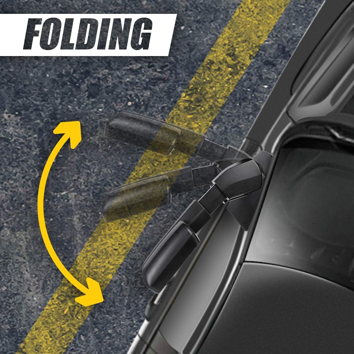 Auto Dynasty Pair Black Manual Adjustment Telescoping Rear View Side Tow Towing Mirror Compatible with Ford F-150 04-14