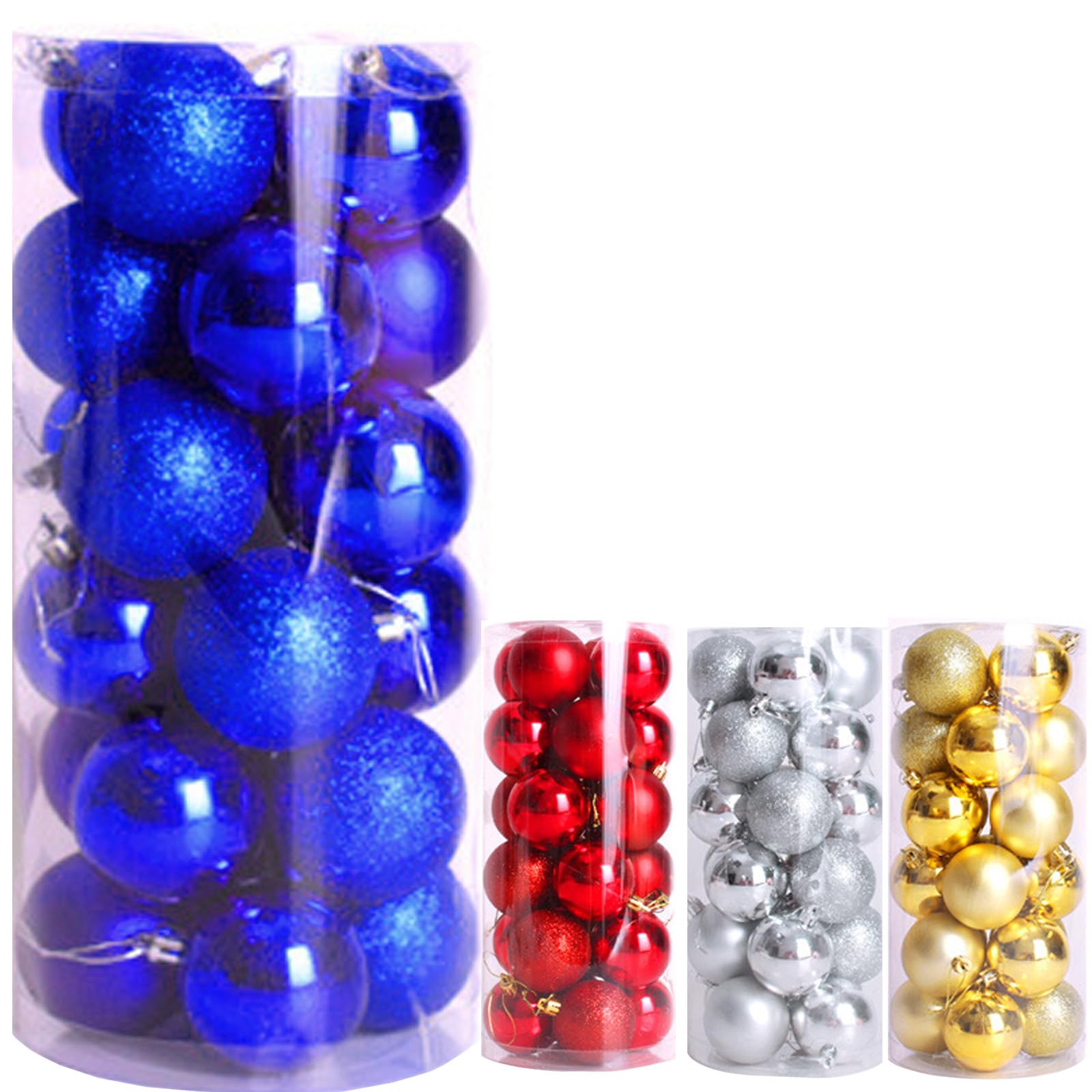 Baubles 24pcs Shatterproof Plastic Blue Christmas Balls Ornaments Xmas Tree Balls for Festival Holiday Wedding Party Decor (4cm)