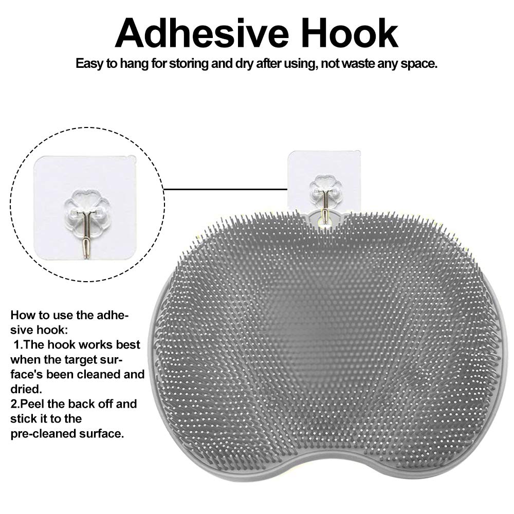 Shower Foot Massager Scrubber, Foot Cleaner Massage Mat with Non Slip Suction Cups, Improve Circulation Relieve Tired and Pain (Gray)