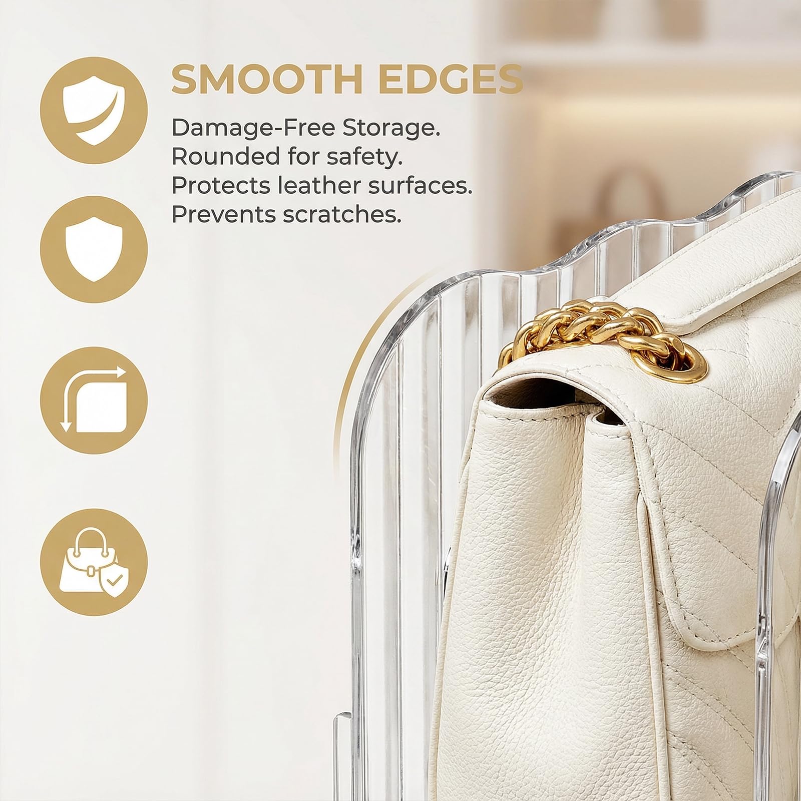 Organizador de Bolsos para Armario, 4 Divisores Ajustables 9-15 cm, Separadores de Estantes