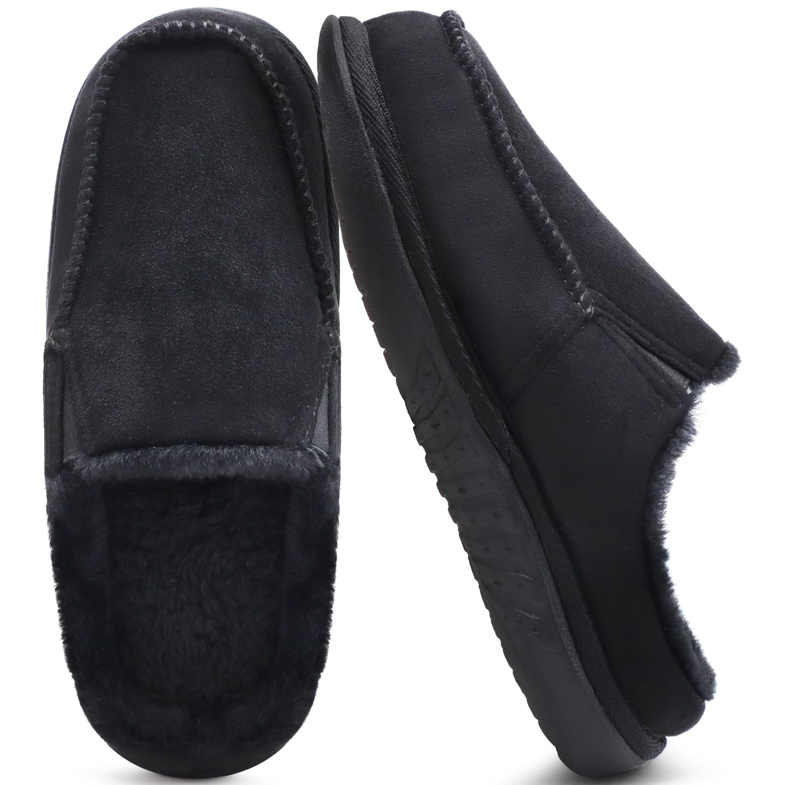 ONCAI Pantofole Donna Peluche Tessuto di Lana Houndstooth Misto Cotone Morbido Memory Foam Comode Plaid Pelliccia sintetica Ciabatte da casa Interno Esterno Tappetino Yoga Suola di Gomma Taglie 35-42