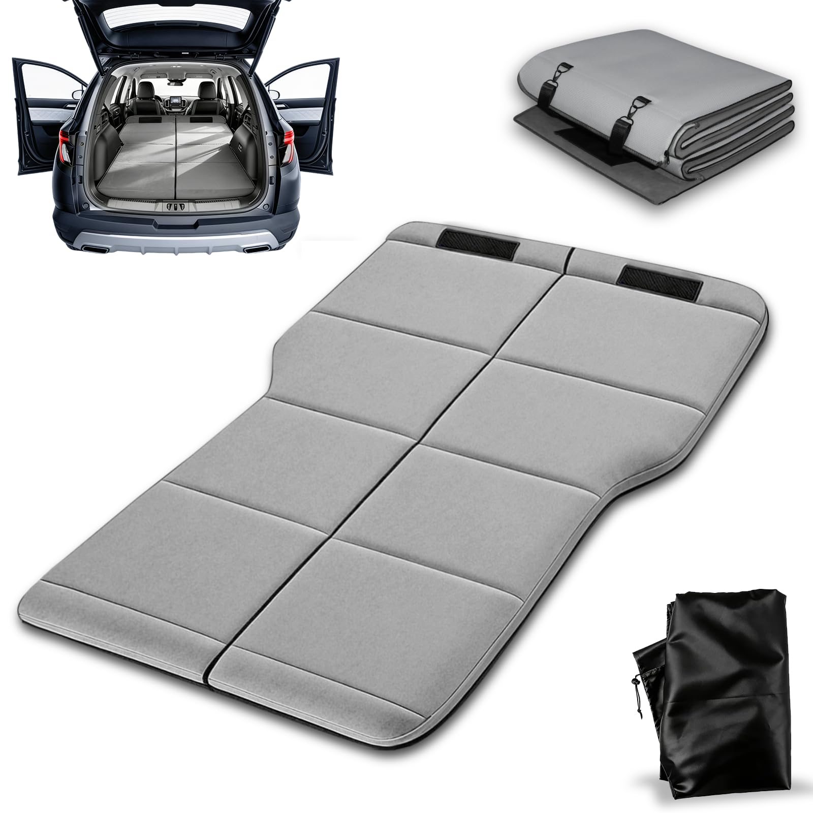 Car Mattress for SUV Trunk, Foldable Non-Inflatable Sleeping Platform, Air Mattress Upgrade Alternative, SUV Sleeping Pad/Camping Bed, Easy to Use, Essential Car Camping Accessories for Outdoor Travel