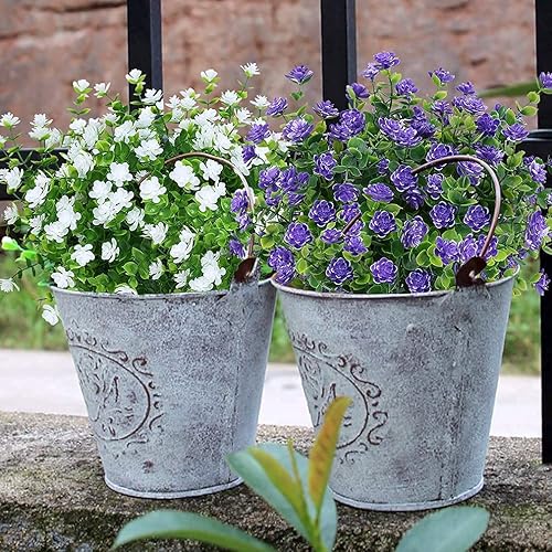 Miniatura 5 de JyiHope Flores artificiales falsas boj, plantas de flores sintéticas para exteriores, resistentes a los rayos UV, arbustos verdes, para interiores y