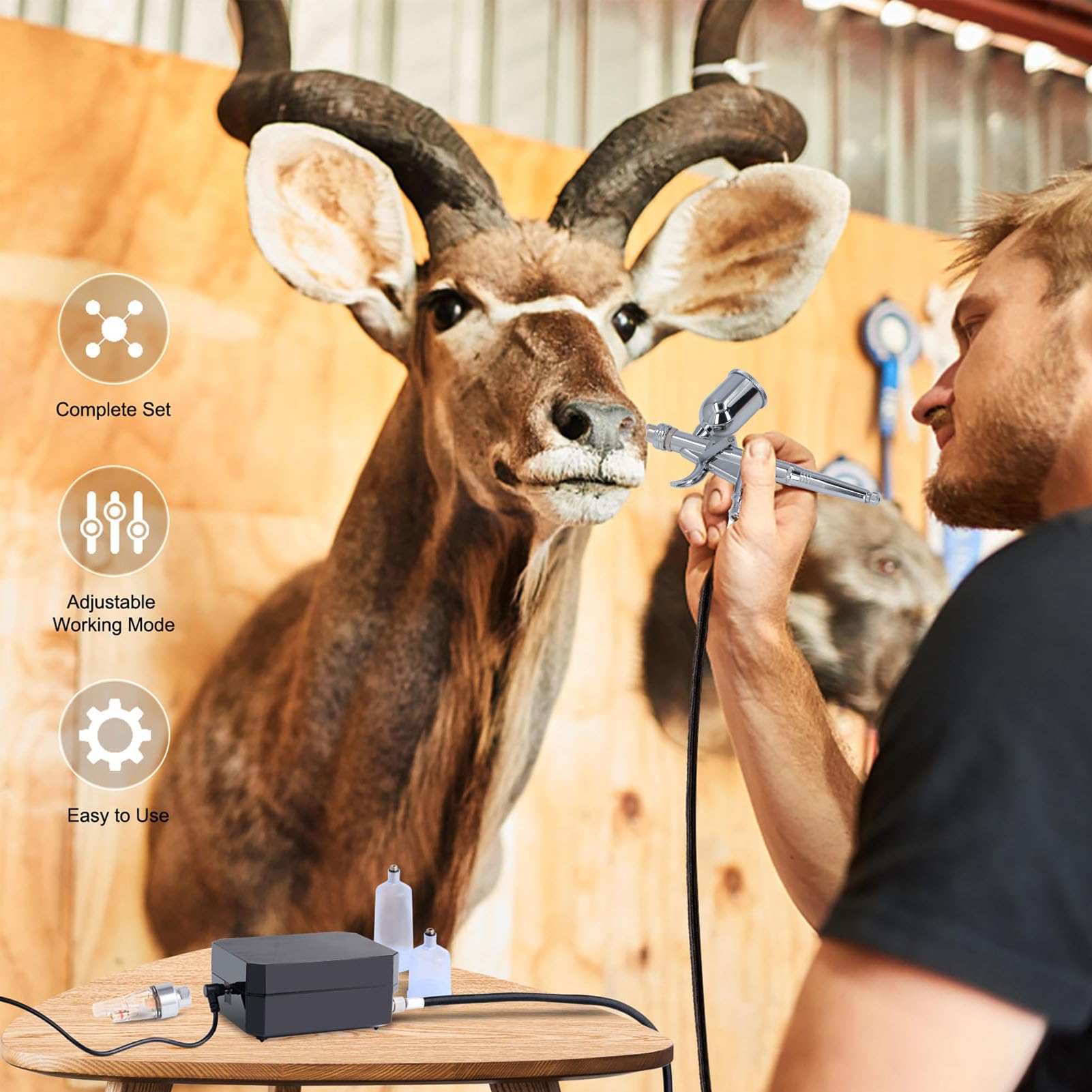 Portable Airbrush Gun, Handheld Mini Feed Airbrush Kit, 0.5mm/0.02in Nozzles, Air Spray Gun for Cake Decorating, Model Coloring, Art Painting, Furniture Refinishing