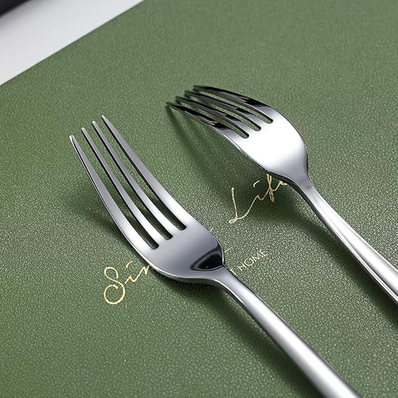 Homquen Dinner Forks 6 Piece, Stainless Steel Forks Silverware Set, Dessert Forks, Table Forks, Salad Forks for Home, Kitchen or Restaurant, Dishwasher Safe (Silver-8 Inch)