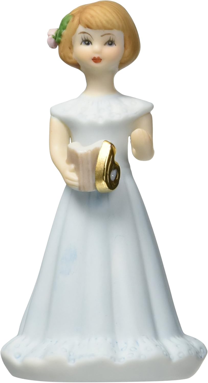 Enesco Growing Up Girls “Brunette Age 6” Porcelain Figurine, 4”,Blue, Measures Approximately: 2" Wide x 4" high
