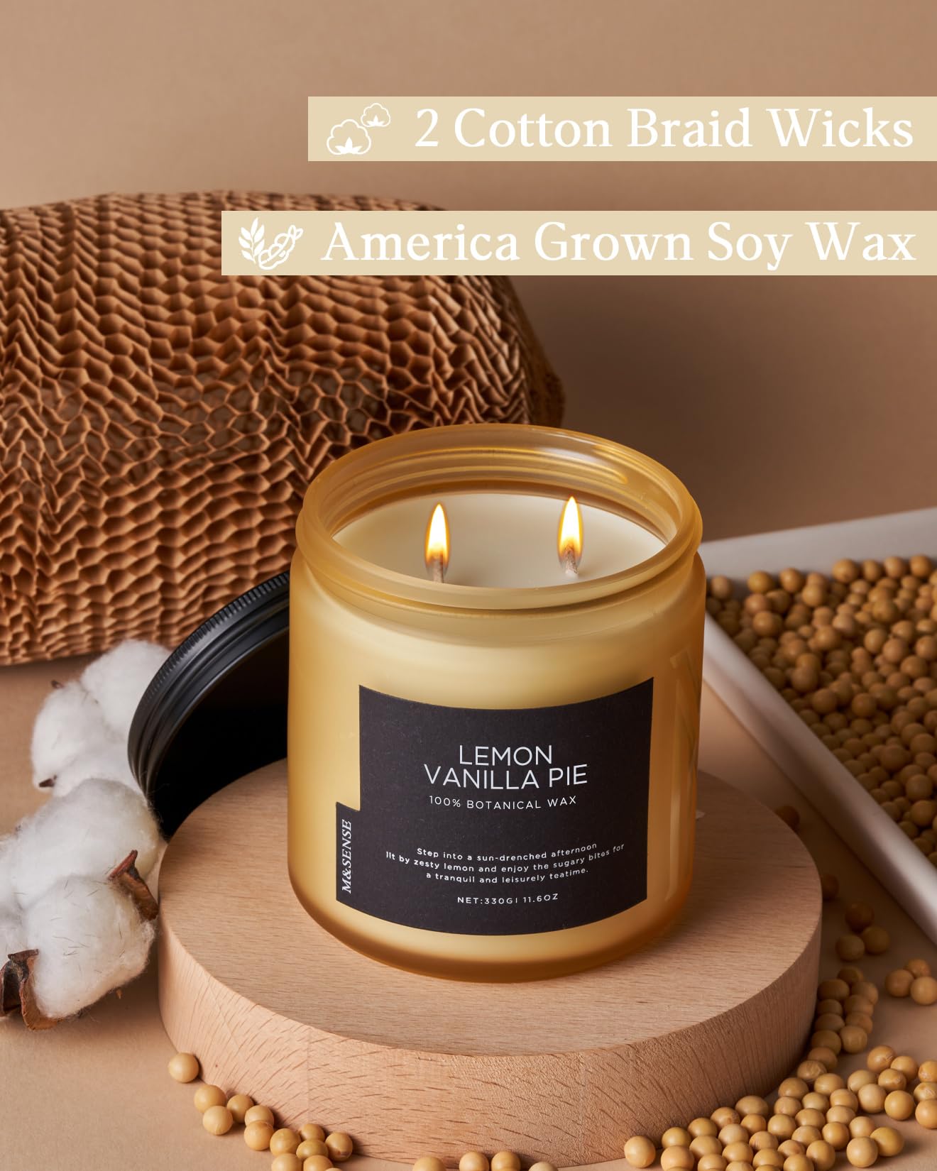 Amazon.co.jp: M&SENSE Candlesレモンバニラ128.9 g 70時間有機スロー