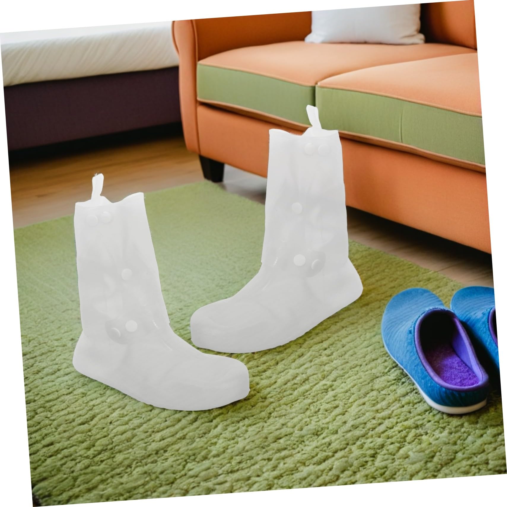 ibasenice 2 Pares Cubrezapatos Impermeables Reutilizables Fundas Antideslizantes de Silicona para Lluvia Viaje y Actividades al Aire Talla Protección Resistente y Fácil de Guardar
