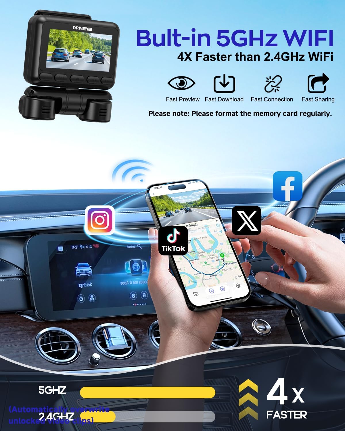 4K Dash Cam 360° View,4 Channel Front and Rear Dash Camera for Cars,Built-in 5GHz Wi-Fi GPS, Voice Control, Free 128G Card,Night Vision,24H Parking Mode,G-Sensor 8 71sVZe2lSLL. AC SL1500