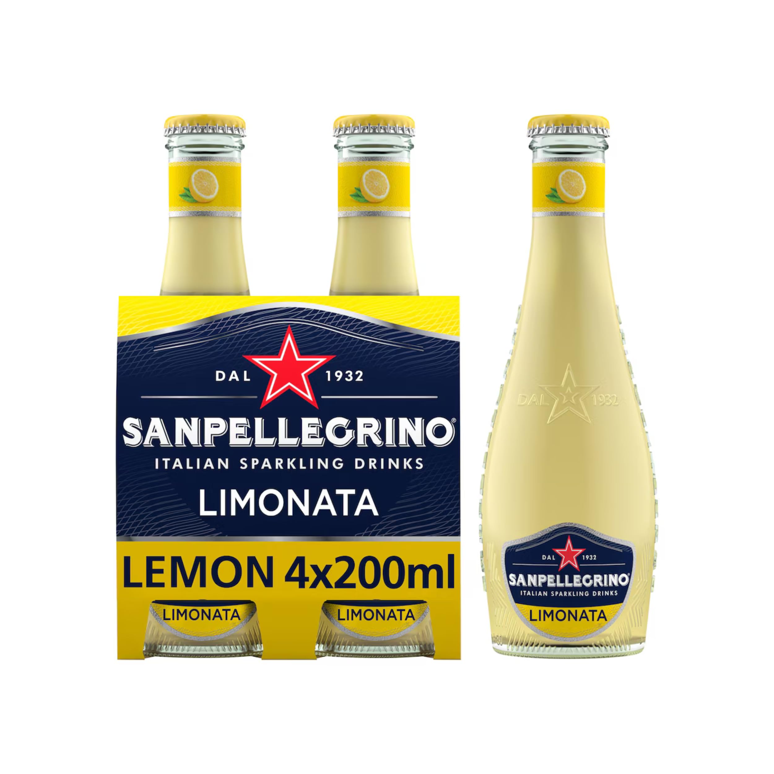 San Pellegrino Limonada 20 cl x 24 | Limonada espumosa de cristal | Paquete de 24 botellas de cristal de 200 ml
