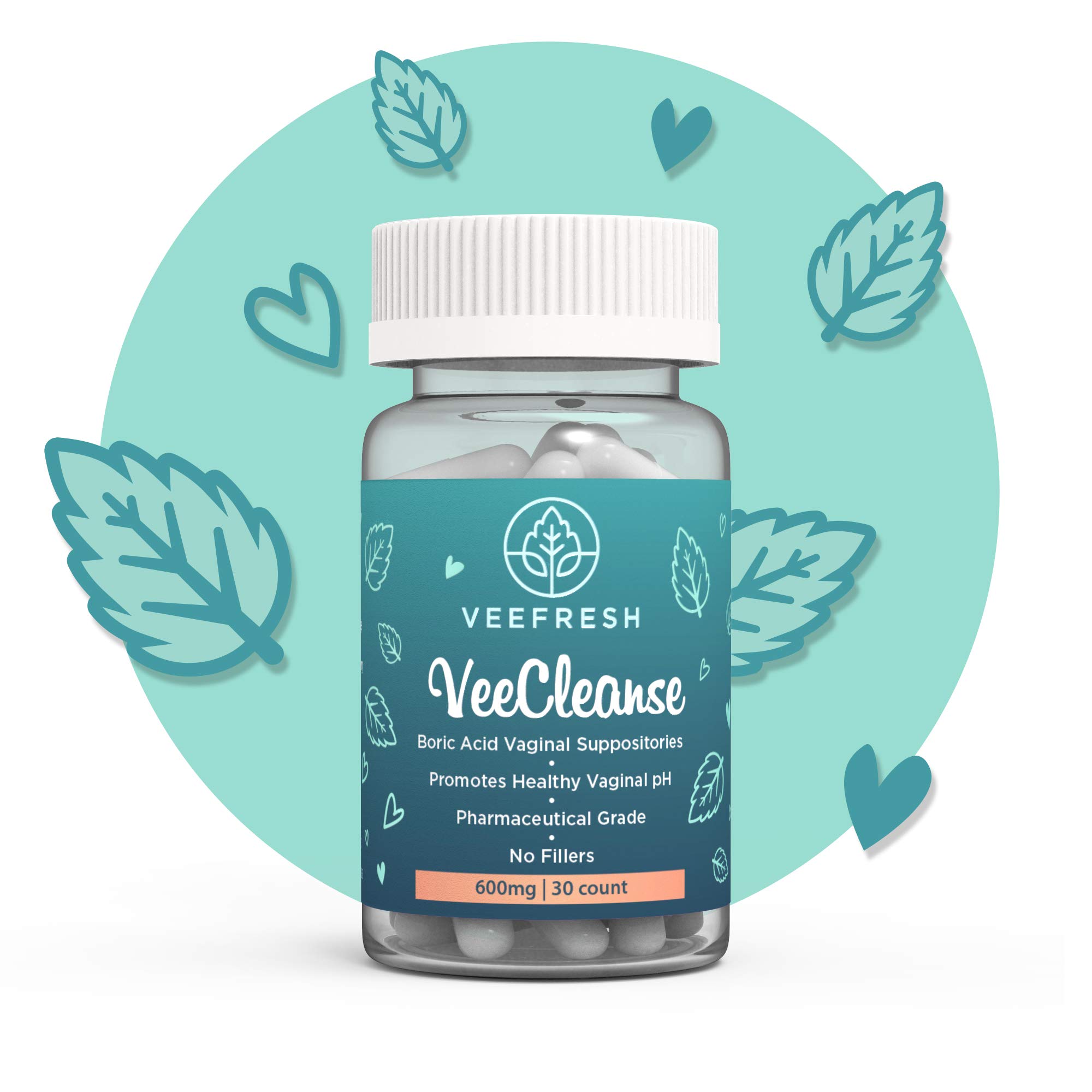 VeeFresh VeeCleanse Boric Acid Vaginal Suppositories Vaginal pH