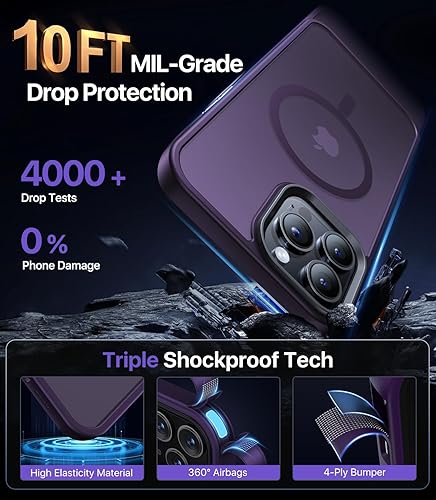 Miniatura 10 de Funda magnética diseñada para iPhone 12 Pro Max nunca amarilla compatible con Magsafe Protección contra caídas de grado militar de 10 pies Funda