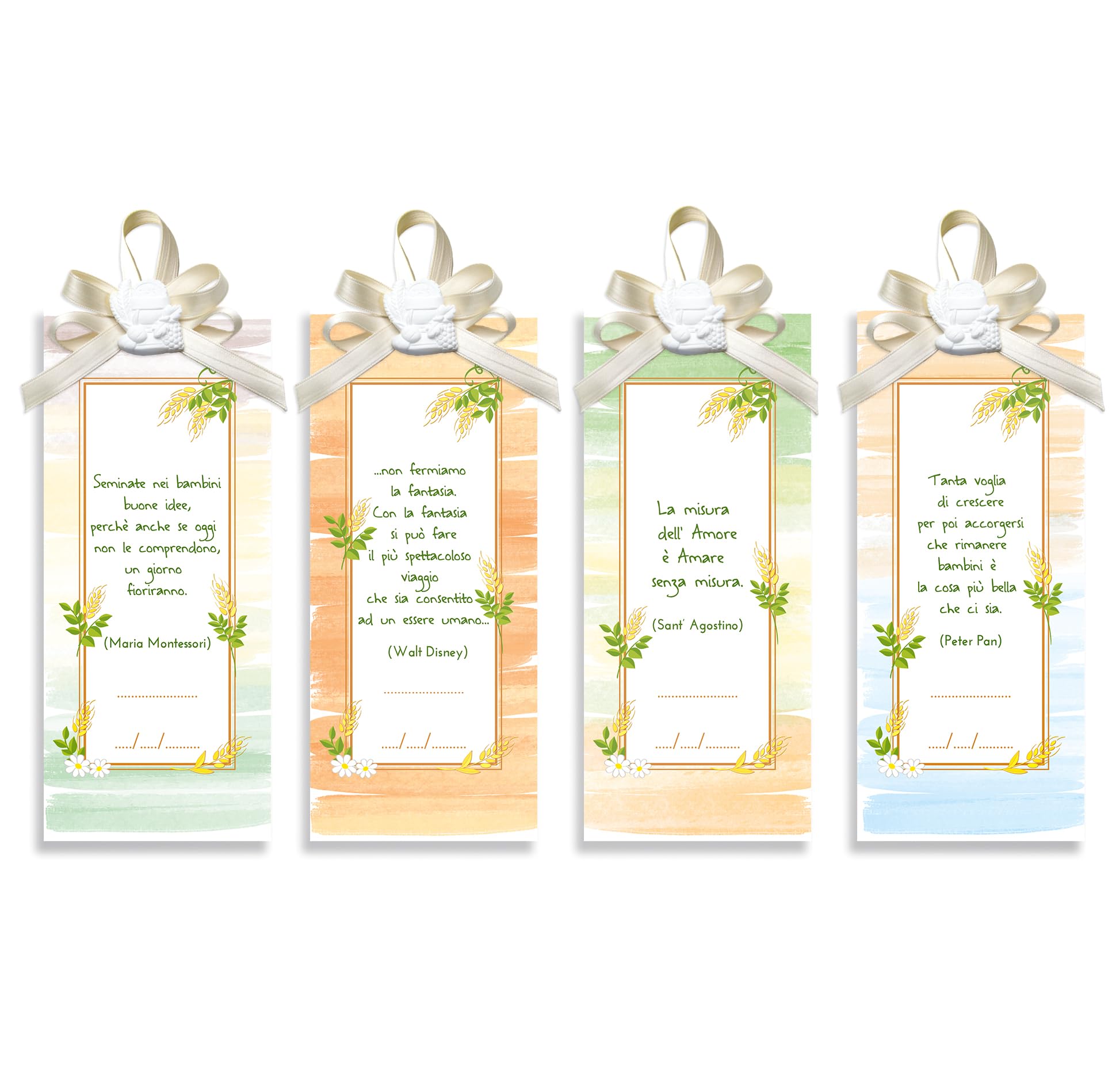 Mareli - Kit of 4 Bookmarks Wedding Favours Place Cards Confirmation Chalk, First Communion Chalk, 1