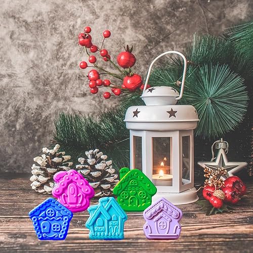 Miniatura 4 de Paquete de 2 moldes para tartas de casa de jengibre, molde para hornear de casa de jengibre de Navidad, molde de silicona para hornear 6 cavidades,