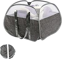 Vista 7 de Cesta de lavandería plegable, cesta de ropa plegable emergente de 90L con asas, cesta de ropa sucia de malla cuadrada para lavandería, baño