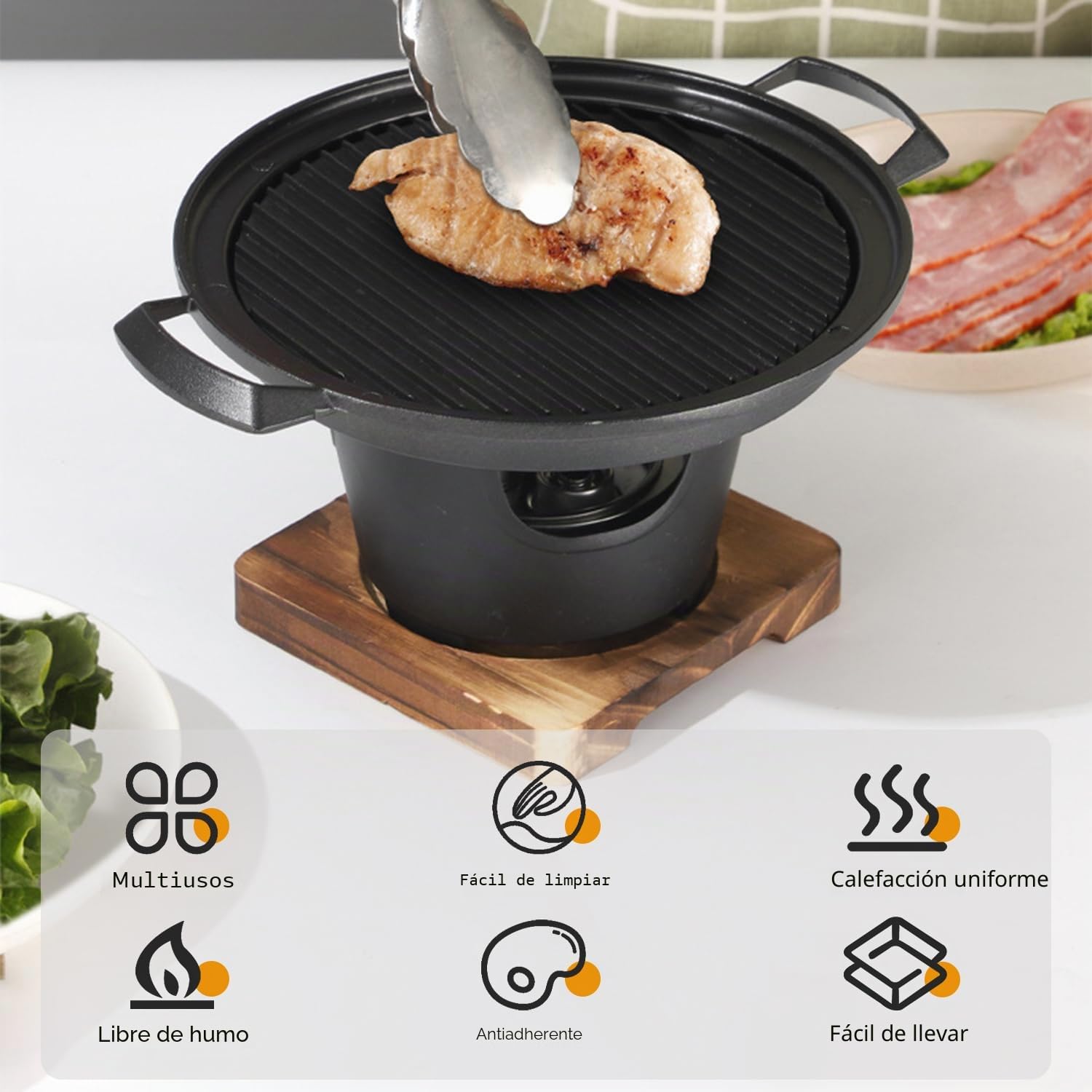 Przenośny mini grill na węgiel drzewny - przydymiony koreański grill na kemping w domu i na zewnątrz, idealny na imprezy na plaży - kompaktowy rozmiar (26 x 21 x 12,4 cm)