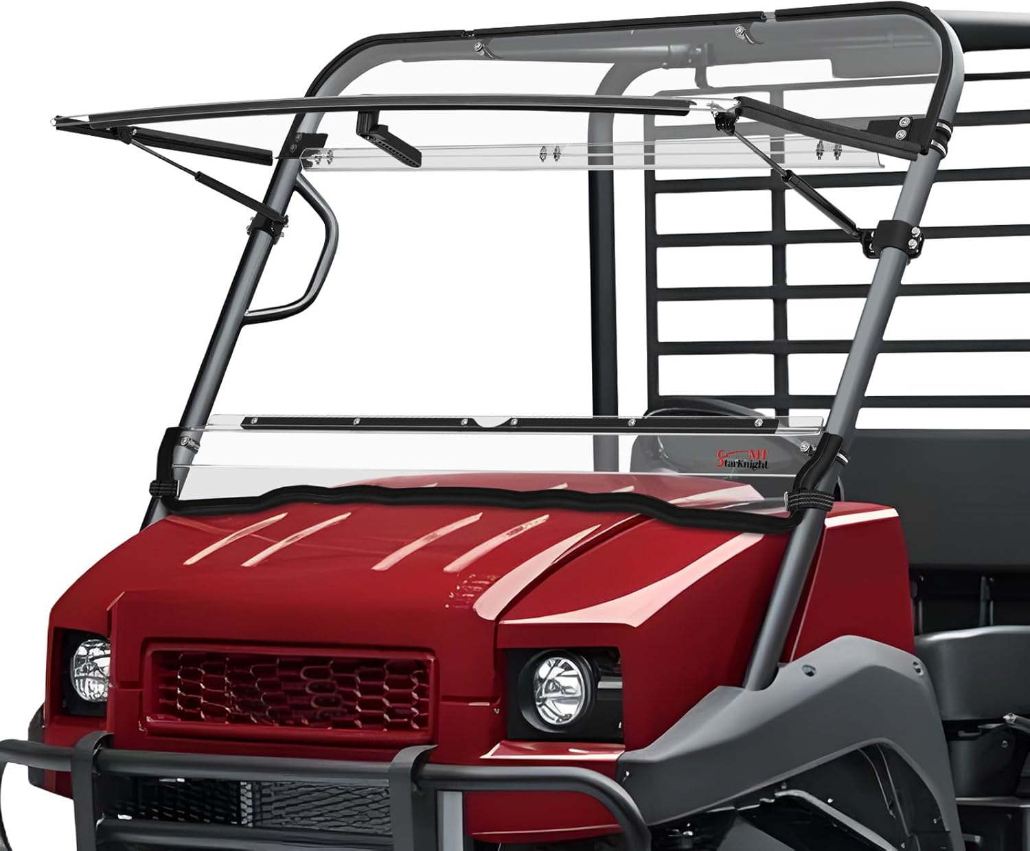 StarknightMT 2-IN-1 Mule 4010 Flip Windshield Compatible with Kawasaki Mule 4000 4010 2009-2026, Scratch & UV Resistant Folding Clear Front Windscreen, No-Drill Install