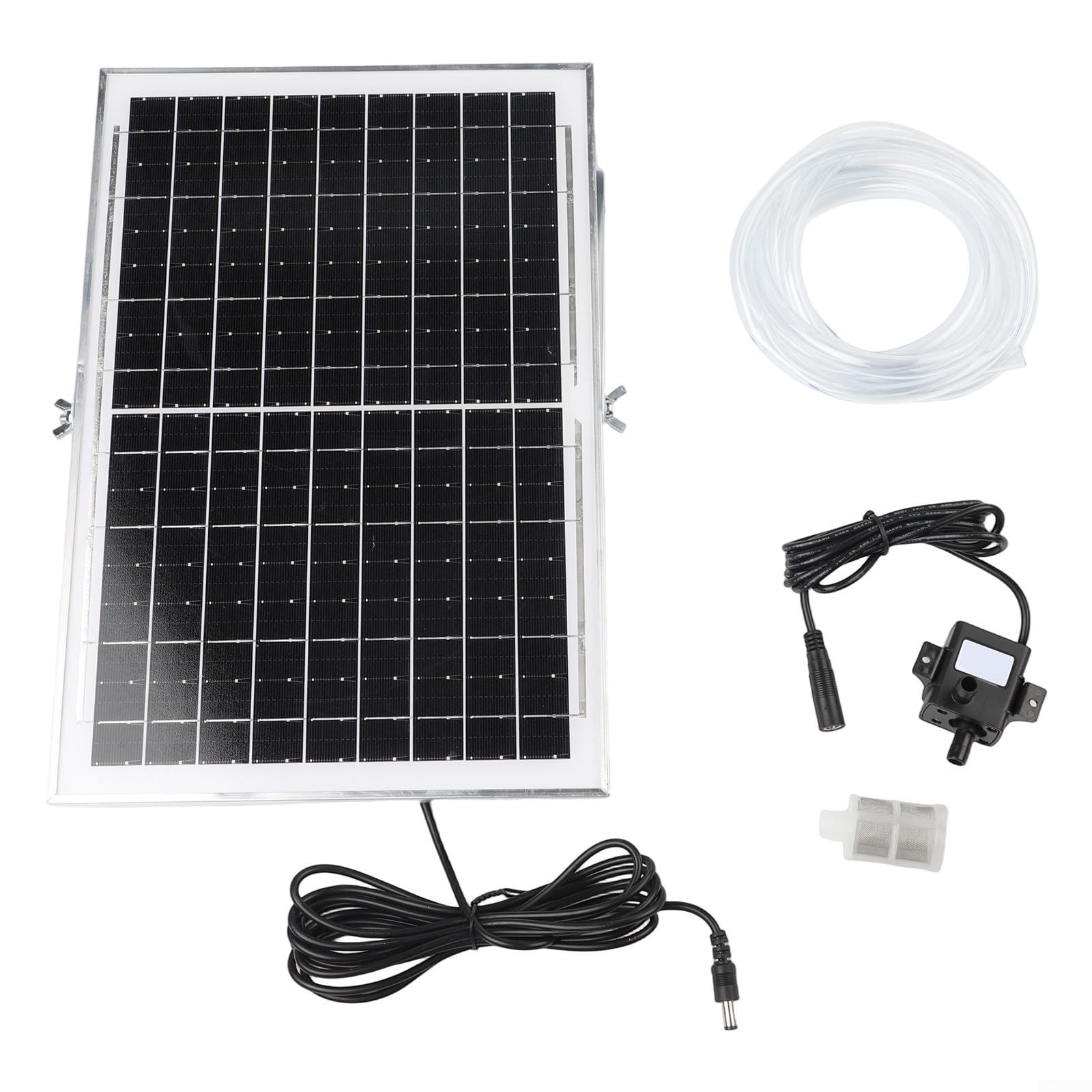 Kit pompa di aerazione per laghetto ad energia solare, pannello ad alta efficienza da 9 V, pompa di circolazione 240 l/h con filtro in acciaio inossidabile e tubo da 2 m, per decorazioni da