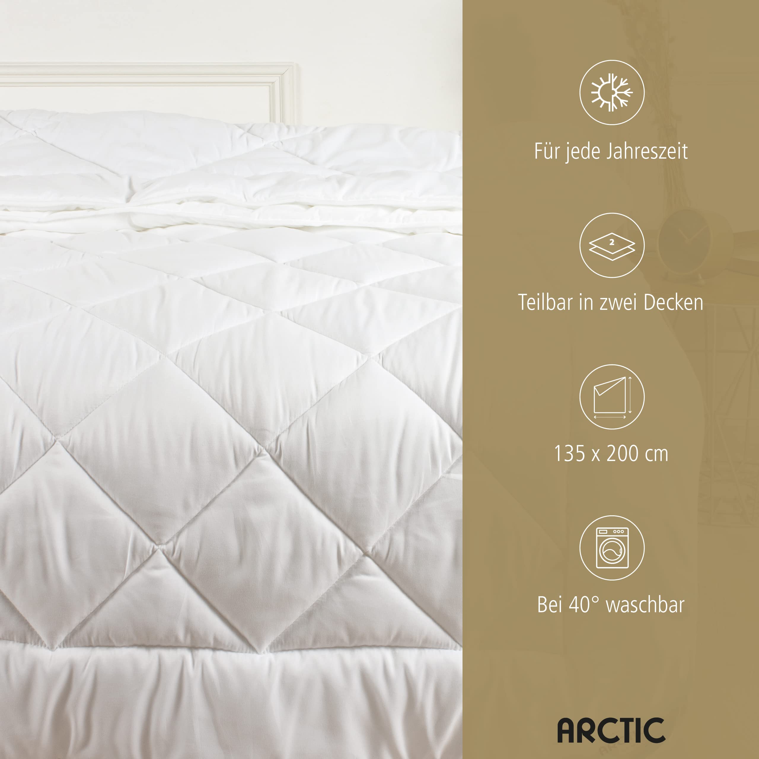 ARCTIC Edredón nórdico 135 x 200 microfibra 2 en 1 I 4 temporadas con botones de presión divisible I Oekotex edredón con relleno de fibra hueca I Manta, lavable a 40 °