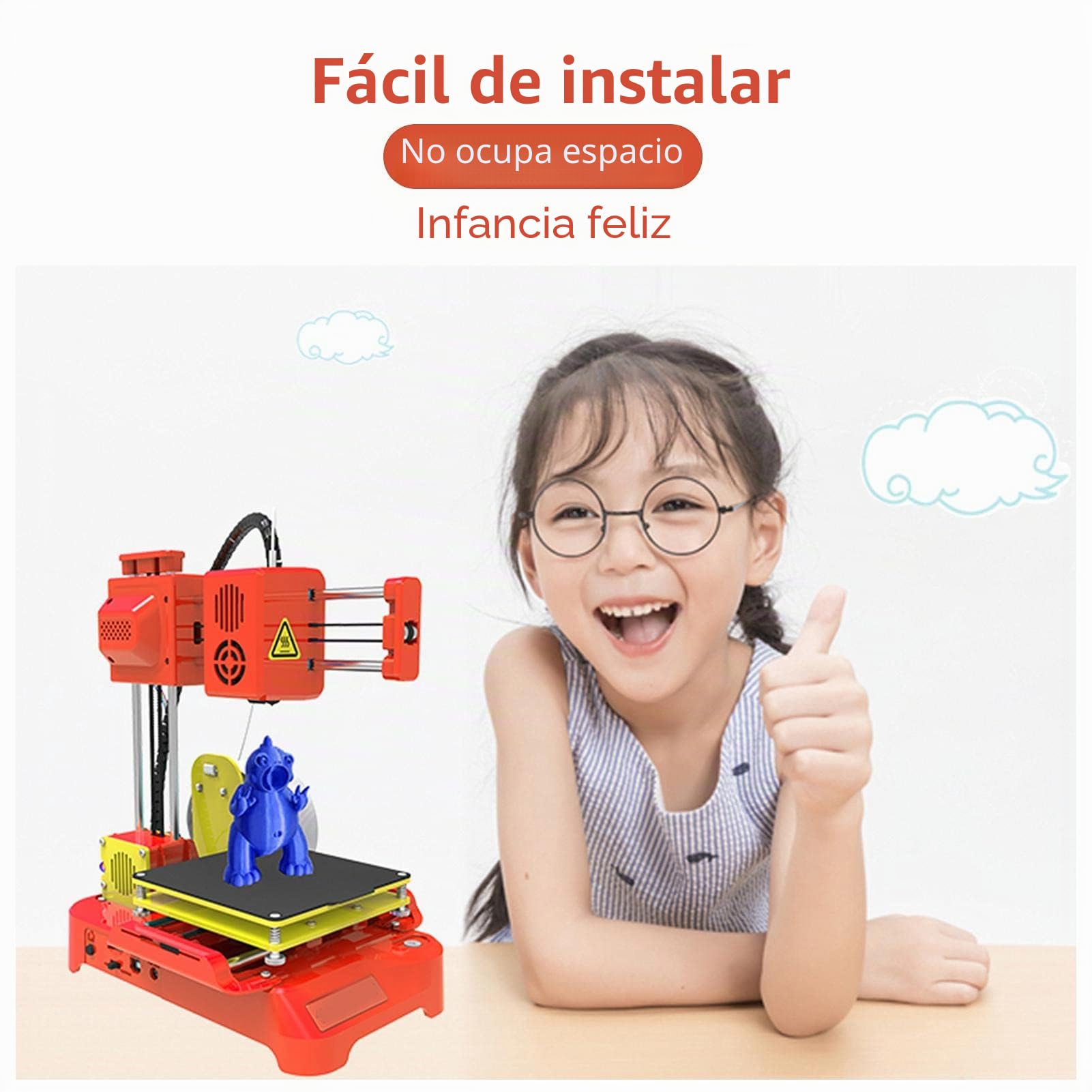 BuyWeek Mini Impresora 3D, Impresora 3D de Escritorio K7,Impresora 3D Fused Deposition Modeling para niños, educación para Estudiantes, Suministros de impresión PLA