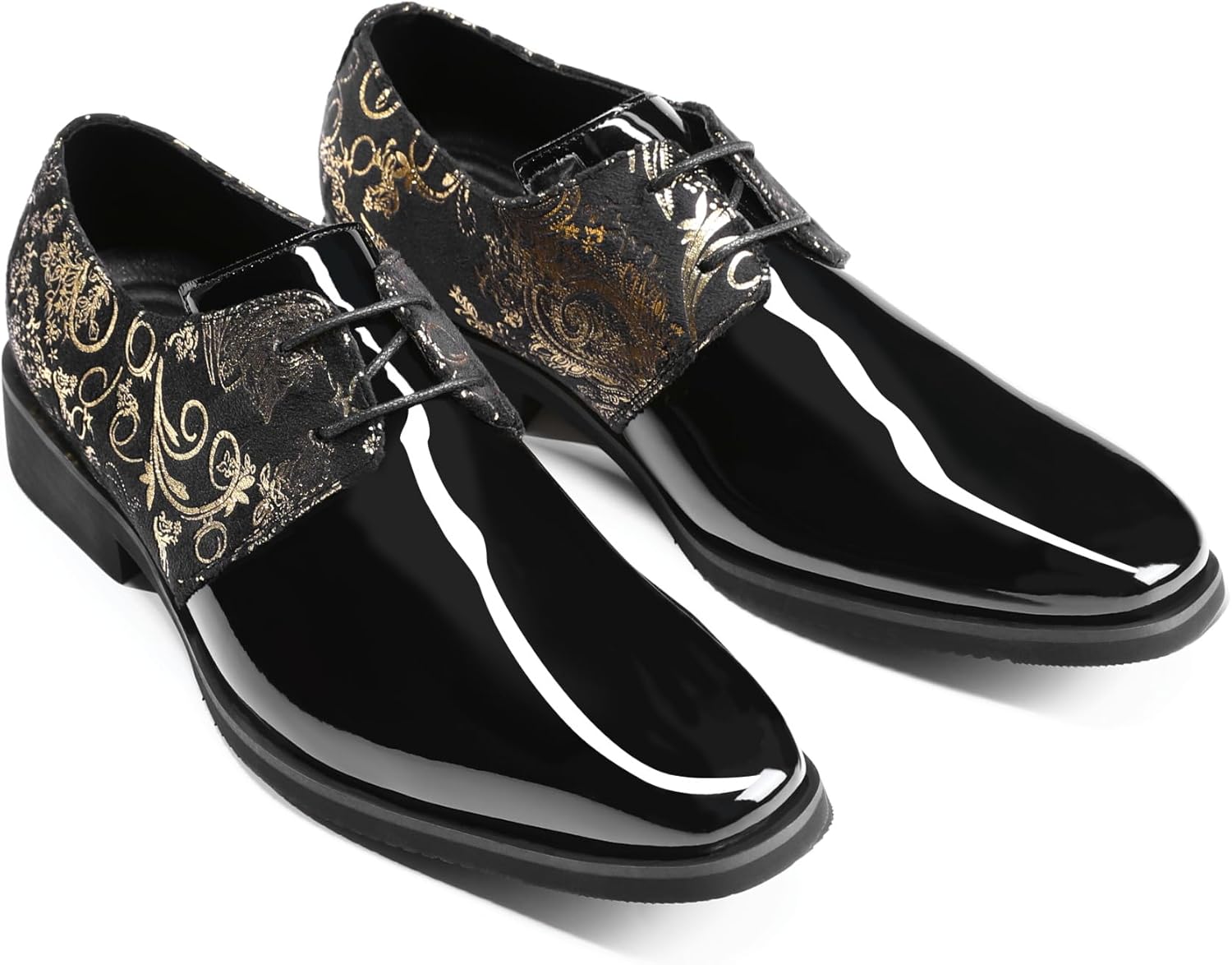 AUSTIN MILL Men's Dress Shoes Classic Patent Velvet,Tuxedo Shoe for Men,Non Slip Lace up Oxford for Wedding Prom Party Dance Business - Image 4