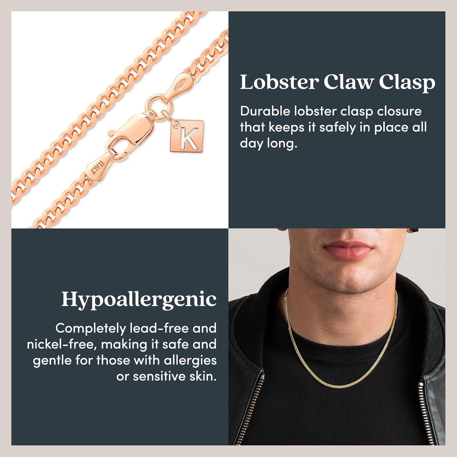 KEZEF 3mm Miami 925 Sterling Silver Chain Necklace Men - Curb Diamond Cut Cuban Link Chain Men Women in 18kt Gold, Rose Gold, Silver Necklace - Made in Italy Chains - cadenas de plata 925 para hombre - Image 7
