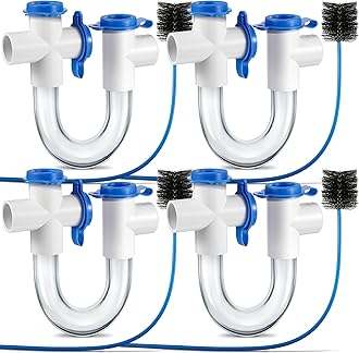 3/4 Inch Standard Condensate Trap with Cleaning Brush, PVC U Trap for HVAC Systems, Air Conditioner, Effectively Drains Condensate(4 Pack)