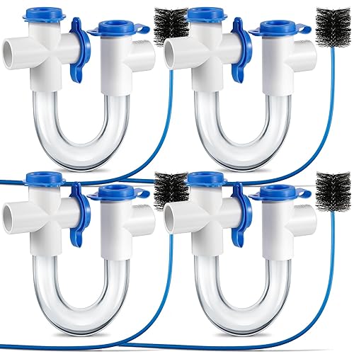 Trampa de condensado estándar de 34 pulgadas con cepillo de limpieza, trampa en U de PVC para sistemas HVAC, aire acondicionado, drena eficazmente