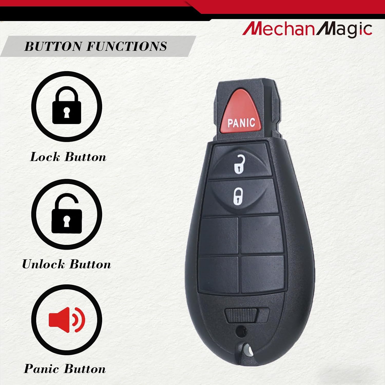 MechanMagic Key Fob Replacement Compatible with Jeep Cherokee 2014 2015 2016 2017 2018 2019 2020 2021 2022 2023 GQ4-53T 4A Chip Keyless Entry Remote 3 Button