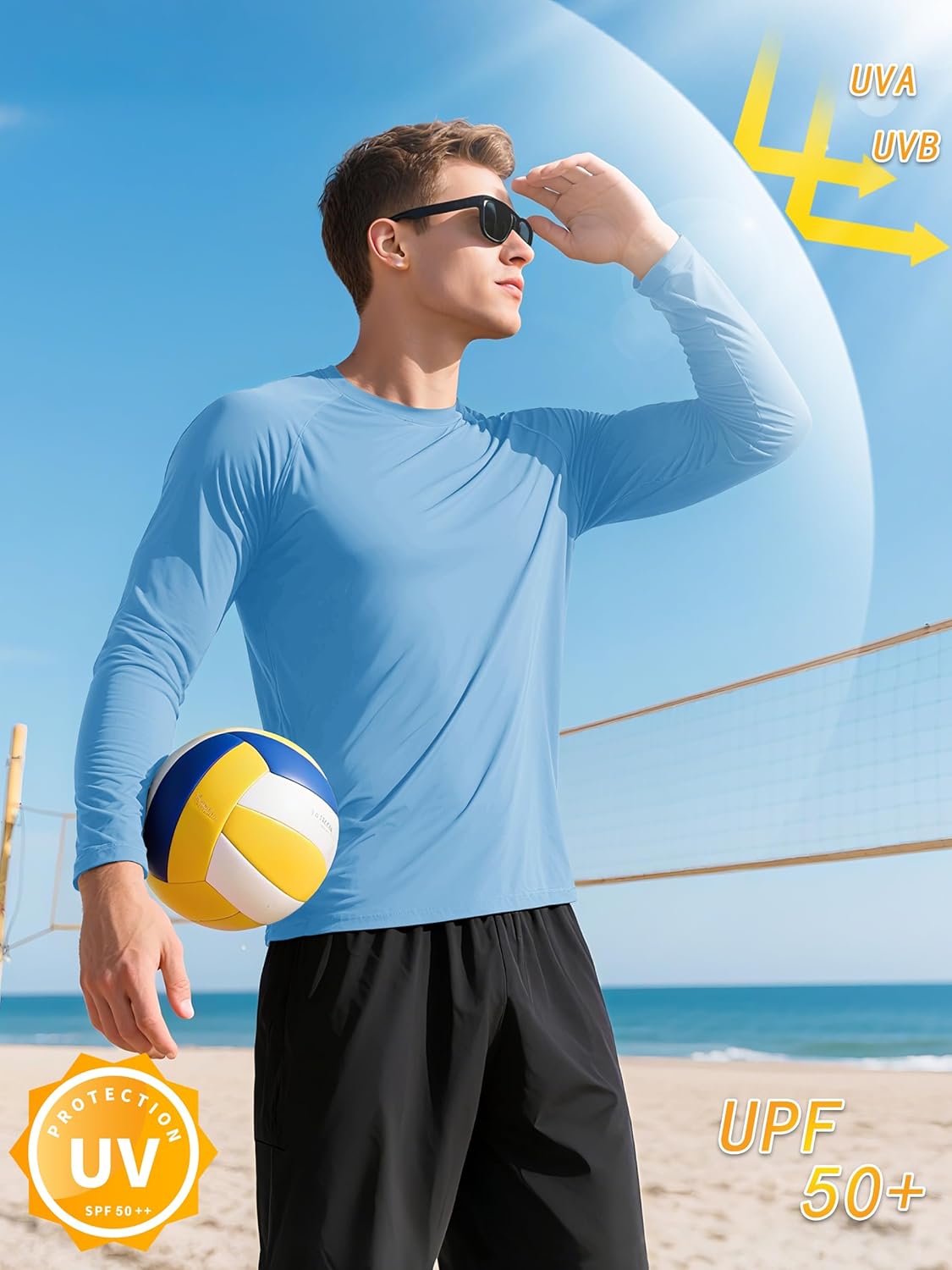 KEFITEVD Men's UPF 50+ UV Sun Protection Performance Long Sleeve T-Shirt Workout Quick Dry Rashguard - Image 2