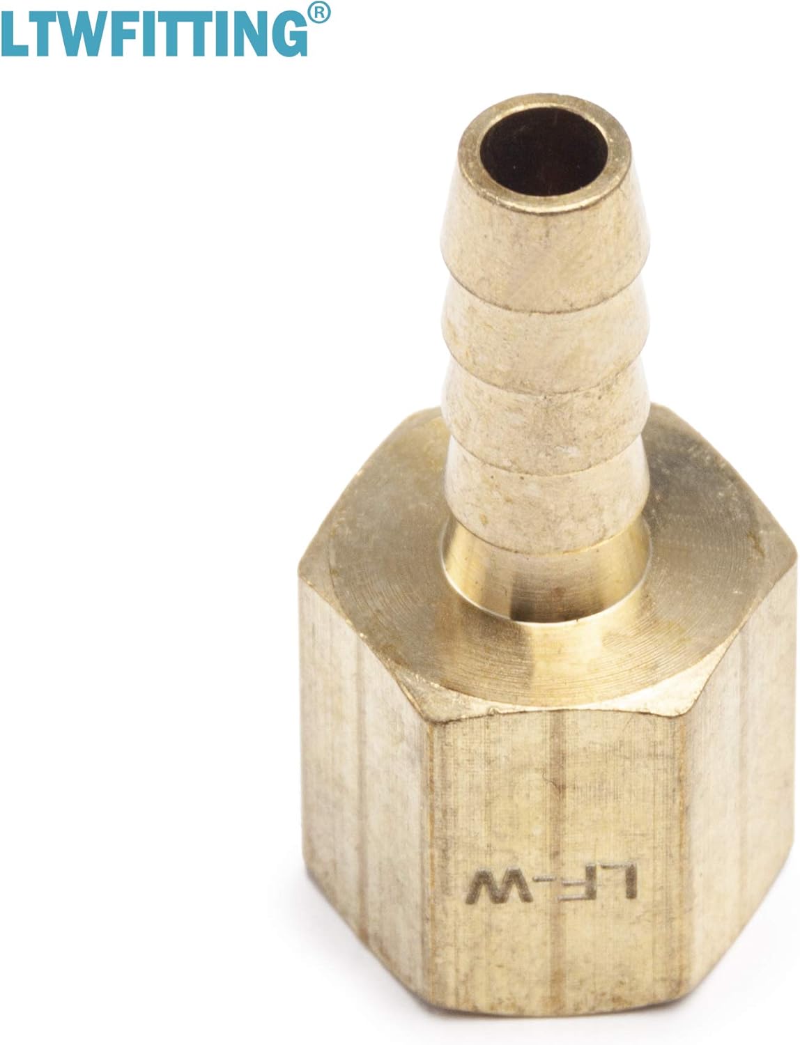 LTWFITTING LF Brass Fitting Coupler/Adapter 1/4" Hose Barb x 1/4" Female NPT Fuel Gas Water (Pack of 5)