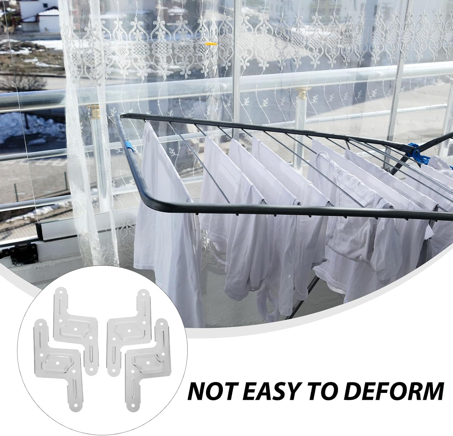 2 Sets Laundry Drying Rack Joints, Replacement Metal Clothes Hanger Connectors, Folding Rack Adapter Repair Kit, Easy to Install