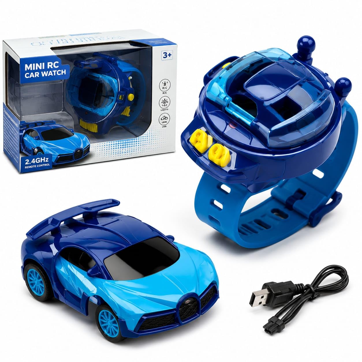 Mini RC Remote Control Car with Watch Controller, 2.4GHz Racing Car Toy, USB Rechargeable Wrist Control Car with Dustproof Storage Cover, Blue, Gift for Boys & Girls Ages 3+-image-10