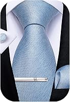 DiBanGu Men's Silk Solid Color Necktie Set: Tie, Pocket Square, Cufflinks & Tie Clip - Wedding, Party, Formal Gift