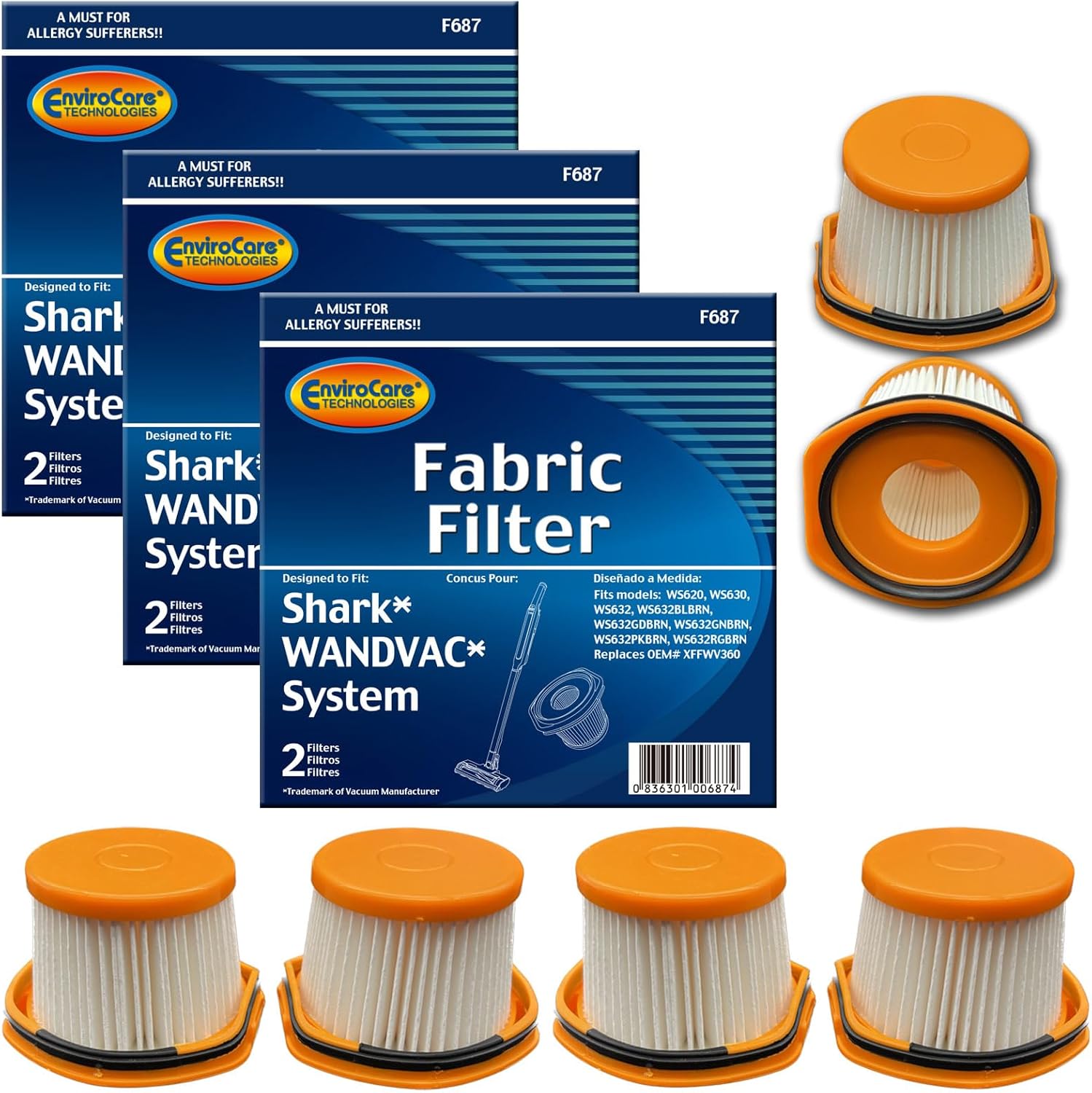 EnviroCare 交換用掃除機フィルター Shark Wandvacシステムに適合するように設計 6個パック