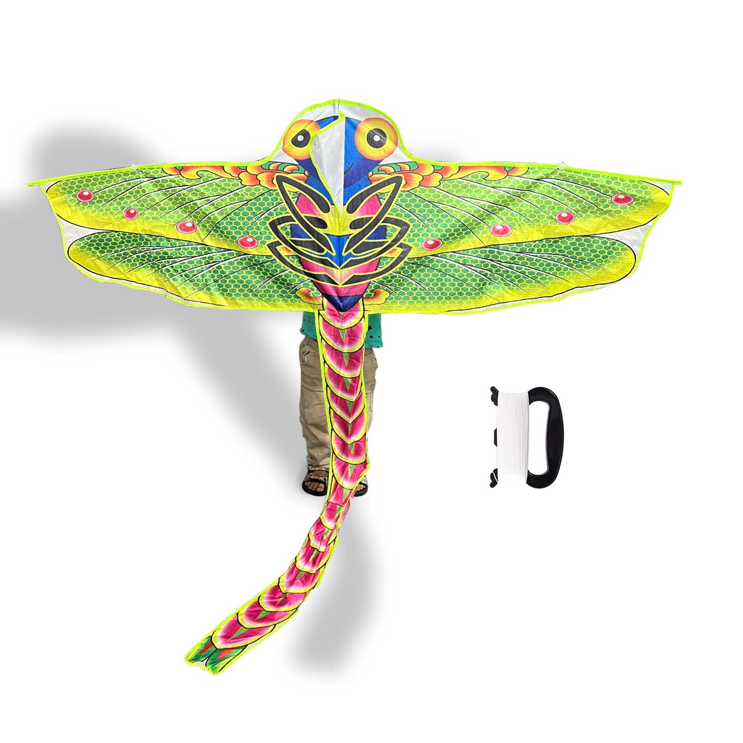 Dingbear Simple Flying Kite Set - Rainbow, Eagle, Puppy, Dragonfly Designs - Suitable for Children and Adults, Outdoor Games and Beach Park Activities