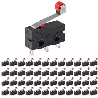 50PCS Micro Limit Switch Normally Open and Close Limit Switch KW12-3 AC 250V 5A SPDT 1NO 1NC Micro Switch with Roller Lever Arm Black with Balls