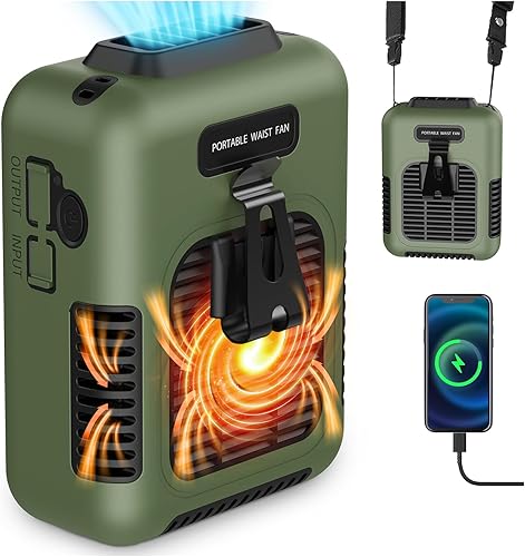 ecstal Ventilador portátil 3 en 1, ventilador de clip de cintura, ventilador personal para el cuello con cordón, tiempo de trabajo 25 horas,