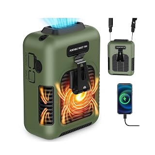 40Hours Cooling-Waist Fan Rechargeable,Urltra-Light Personal Wearable Air Conditioner Under Shirt Fan & Lanyard,8000mAh Belt Clip on Waist Portable Cooling Fans,Portable Body Fans that Blow Cold Air