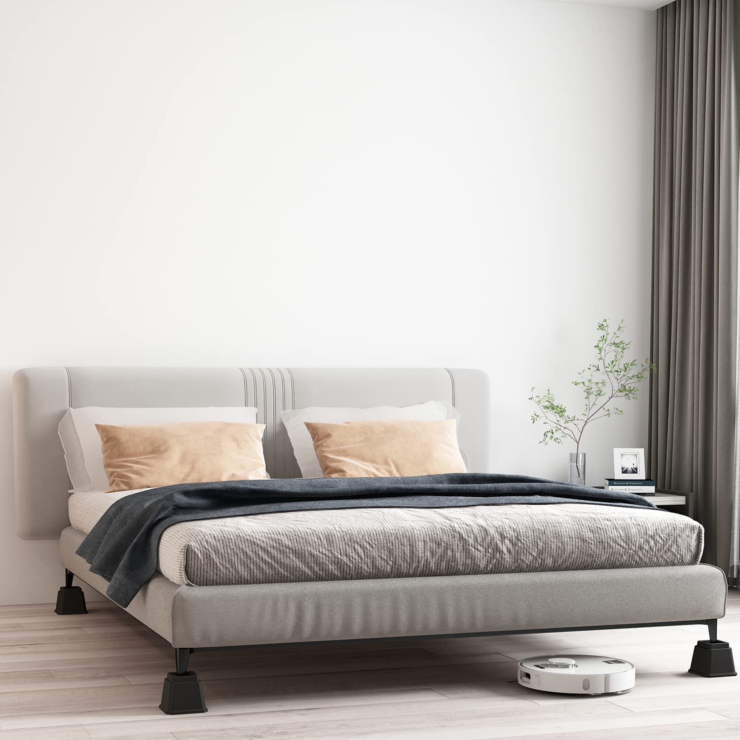 Elevadores de cama de 4 pulgadas resistentes, elevadores de muebles para marco de cama, sofá, escritorio, silla, levanta hasta 1.5 libras, juego de 8, negro