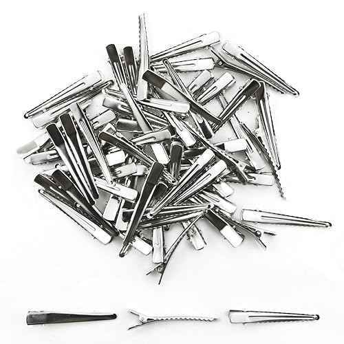 Miniatura 6 de Bignc 100 pinzas de pelo de 2.4in, pinzas de dientes de cocodrilo plateadas, lazos de dientes para el pelo, pinzas de peluquería, pinzas para el